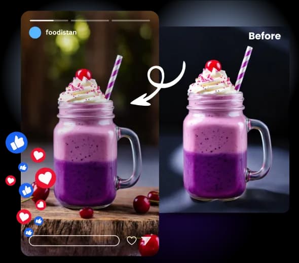 AI Food and Beverage Photography for Social Media