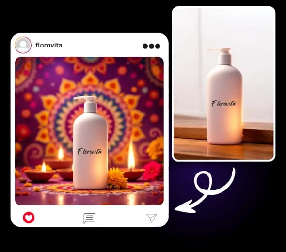 Create Ads & Socials using AI Diwali Product Photoshoot